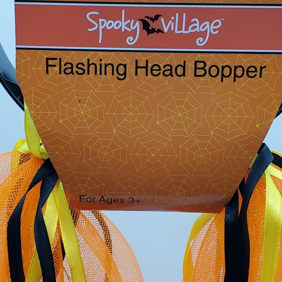 Set Of 2 Halloween Flashing Head Boppers Spooky Village New Orange Black Yellow - Picture 5 of 6
